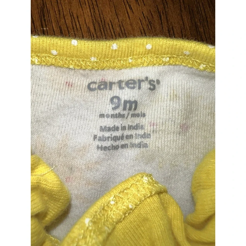 Carter's‎ Baby Girl Romper Suns Print Yellow White Cotton 9M VGUC